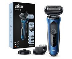 Braun Series 6, Rasoio Elettrico Barba, Custodia da Viaggio, Accessorio Regolatore Barba incluso, Comfort e Delicatezza sulla Pelle, Idea Regalo, 60-B4500cs Blue
