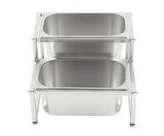 Contenitore per Spezie Portaspezie Portamarmellata Retrattile in Acciaio Inossidabile a Doppio Strato per Forniture da Cucina (2x1/3 padelle)