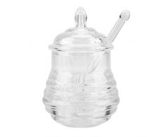 Fdit Barattolo Miele Trasparente a Forma di Alveare con Bastoncino dripper conservare dispensare Miele 245 ml