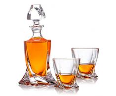 Set regalo con bottiglia da whisky e bicchiere da whisky.