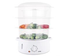 Wëasy - Pentola a vapore elettrico VEGE8, multifunzione, 9 l, 3 ciotole impilabili rimovibili per cottura uova, verdure, carne, pesce, ciotola per riso, timer 60 min, conservazione delle vitamine