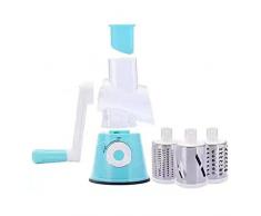 Tagliaverdure a Manovella 3 in 1, Tritaverdure Rotativo Impermeabile Tagliaverdure Taglia Formaggio Grattugia Affettaverdure Per Cucina Domestica (blu)