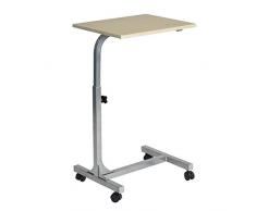 MEUBLE COSY Tavolino da Letto con 4 Ruote Comodino Altezza Regolabile Tavolo da Caffè Carrello in Legno Metallo per Soggiorno Camera da Letto Ufficio, Quercia