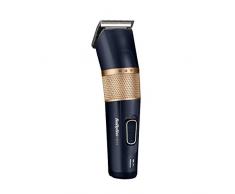 BaByliss E986E Tagliacapelli con Batteria agli ioni di Litio, Lame in Carbon Titanium, 8 Guide di taglio, Autonomia 160 minuti, Blu/Oro