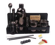 RERXN Set di shaker per cocktail Shaker con Accessori Kit Barman da shaker per Cocktail Tazze Moscow Mule Cocktail Shaker Set (Black)