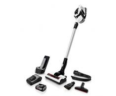 Bosch Unlimited Serie | 8 - Scopa Elettrica Ricaricabile, Aspirapolvere Multifunzione senza Fili e senza Sacco con due Batterie Intercambiabili Bosch Power For ALL, Bianco
