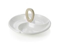 Brandani 54602 frisbee in porcellana e bambù naturale Hors Doeuvre piatto, colore: Bianco