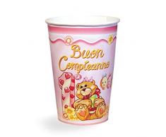 Magic Party BE05 - Bicchiere in Carta Primo Compleanno 200 cc Confezione da 10 Pezzi, Monouso per La Tavola, Rosa