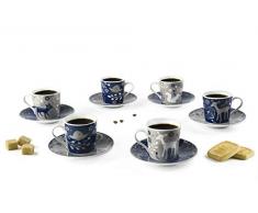 Excelsa Suomi Set 6 Tazzine con Piattino, Porcellana