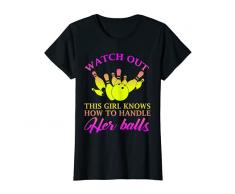 Donna Bowling Ball Game Pins divertente ciotola sport idea regalo perfetta Maglietta
