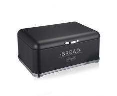Maestro Portapane Scatola per Pane Acciaio Verniciato Pane Sempre Fresco (Nero)