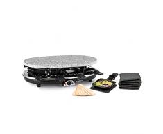 Klarstein Steaklette All-U-Can-Grill Raclette - Griglia da raclette da 1500 Watt, per 8 persone incl. teglie, temperatura regolabile in continuo, griglia 2in1, incluso sottopentola e spatola di legno