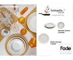 fade Servizio Piatti tavola in Porcellana Colorata 18 Pezzi + 1 Piatto Portata - Set 6 tazzine caffè con Piattino Rays Oro (Piatti 19pz)