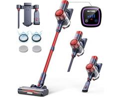 BuTure Aspirapolvere Senza Fili,450W 33Kpa Scopa Elettrica Senza Fili Potente con Display Touch, Anti-Avvolgimento, 55Mins, Supporto a Parete Ricarica, Rilevamento Automatico della Polvere