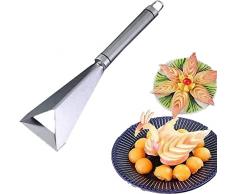 Coltello da intaglio in acciaio inox, forma triangolare per frutta e verdura, lame per incisione antiscivolo, stampo per intaglio alimentare per casa, cucina, ristorante, feste (1 pezzo)