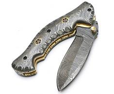 - SAT-G-9023 - Miglior Coltello Pieghevole Damasco Fatto a Mano - Bellissimo Coltello da Tasca Damasco con Fodero