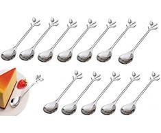 12 cucchiaini, cucchiaio da frutta, cucchiaio da dessert, cucchiaio per mescolare in acciaio inossidabile, accessori da cucina, per feste, caffè, ristoranti (argento)