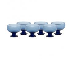 Set 6 coppe per gelato, coppe in vetro~PURO~ Blu, 9 cm, Vetro trasparente(GELATO VERO powered by CRISTALICA)