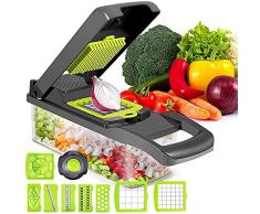 Taglia Verdure - 12 in 1 affettatrice mandolino Taglierina da Cucina Professionale Affettaverdure Tagliaverdure per Aglio, Cavolo, Carote, Patate, pomodori, peperoni