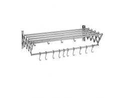 YUDIZWS Stendibiancheria da Parete A Scomparsa Acciaio Inossidabile Appesi Resistente alle Intemperie Montaggio Muro Stendipanni in Metallo (Color : 10 Hooks, Size : 80cm/31.5in)