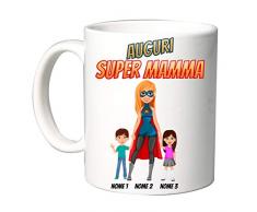 Tazza da regalo - Festa della mamma - Super mamma Personalizzabile con Nomi