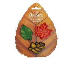 Decora 0255165 SET 3 TAGLIAPASTA FOGLIE AUTUNNALI IN PLASTICA