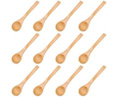 mellystore Mini Cucchiaio Legno Fatto a Mano, 12PCS Cucchiaio Legno Cucina Piccolo, Mini Cucchiai Legno, Cucchiaio per Bambini in Legno Naturale, per Spezie Sale caffè tè Marmellata Senape