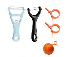 Pelapatate Professionale,2 pcs Pela-verdure,2 pcs Sbuccia Arance Limoni, Pelapatate Acciaio Inox,Peeler Frutta,con Impugnatura Ergonomica Antiscivolo,Usato per Pela per Patate Carote e Verdure Frutta