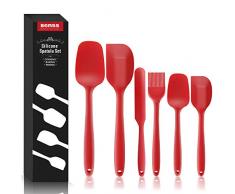 Silicone Spatola da Cucina, Spatole Cucchiaio, Spatola in Gomma Utensili in Silicone (6, Rosso)