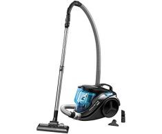 Rowenta RO3731 Compact Power Cyclonic Classic+, Aspirapolvere a Traino senza Sacco, Tecnologia Ciclonica, Capacità 1.5 L, Blu/Nero