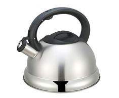 KAMBERG Bollitore Teiera a Fischio 3 litri, Acciaio Inox, Manico Ergonomico, Compatibile con Tutti i Piani Cottura, Incluso Quello a Induzione