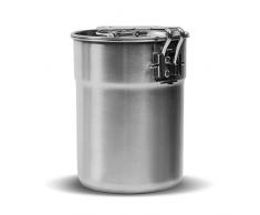 BILIPLE Pentola Campeggio 1L Campeggio Tazza Pentola Acciaio Inox con Manico e Coperchio Pieghevoli allaperto Campeggio Tazza per Escursionismo Picnic Trekking Pesca Accessori Cucina