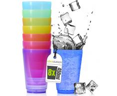 idea-station Bicchieri plastica 8 x 450 ml - Colorati - Bicchieri Cocktail - Bicchieri Birra - Bicchieri Acqua