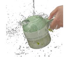 Huaxingda Tritatutto Elettrico per affettatrice di cetrioli, Tritaverdure Elettrico 4 in 1 Piccolo, Tritatutto Elettrico per Aglio con Ricarica USB Macchina per schiacciare Lo Zenzero Chili