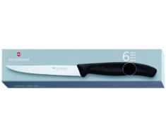 Victorinox, Coltello da carne Swissclassic Spitz 6 Per Pack, Nero (Schwarz)