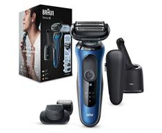 Braun Series 6 Rasoio Elettrico Barba, Con Testina E Lame Flessibili, Custodia Da Viaggio, Accessorio Regolabarba Incluso, Stazione Di Pulizia SmartCare, Idea Regalo, 61-B7500cc Blu