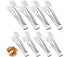 Qixuer 8 Pezzi Pinze da Cucina in Acciaio Inox,Pinza per Torta Pinza da Portata Resistente al Calore Pinze da Barbecue Pinza da Cucina per Barbecue Cottura Insalata Grigliare Servire (2 Taglie)