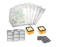 GE.RA SACCHETTI Aspirapolvere FOLLETTO VORWERK VK 135 136 KIT 12 SACCHI 12 PROFUMI 4 FILTRI F24