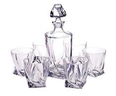 6 bicchieri whisky + decanter "QUADRO SPIRIT", set 7 pezzi per whisky, cristallo al piombo brillante, con confezione regalo, stile moderno (GERMAN CRYSTAL powered by CRISTALICA)