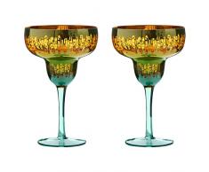 ARTLAND - Fiesta Margarita Bicchieri - Colorati ed eclettici - Set di bicchieri da cocktail - Bicchieri fatti a mano - - Set di 2