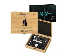 Maverton Set Cavatappi da Vino Deluxe - Kit da Sommelier Personalizzato - Scatola in Legno di bambù + 8 Pezzi di Accessori Vino - Regalo Uomo - età