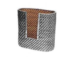 Portabicchieri ovale in rattan rivestito in argento