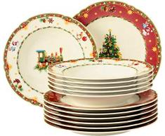 Seltmann Servizio da tavola 12 pezzi | Marieluise avorio Natale nostalgico | Seltmann Weiden, rosso