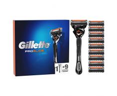 Gillette ProGlide Regolabarba Uomo, Lame Rasoio a Mano Libera, 1 Manico e 9 Lamette da Barba da 5 Lame, Con Tecnologia FlexBall, Precisione sui Contorni del Viso, Doppia Striscia Lubrificante
