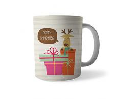 Tazza di Natale Idea Regalo Natalizia Renna e Tre Regali