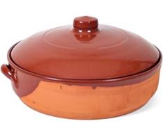 Tegame Pentola casseruola Terracotta con coperchio Argilla Tegami Varie Misure 24 28 31 cm (24CM)