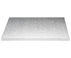 Piatto SottoTorta rigido vassoio RETTANGOLARE 35 x 45cm - CAKE BOARD argentato - H 1,2cm- ideale come decoro per trasportare e portare torte decorate con il cake design o sculture in pasta di zucchero
