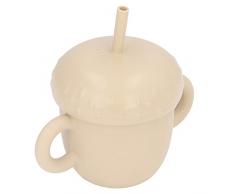 Shanrya Tazza da Allenamento in Silicone, Squisitamente Infrangibile Comoda Tazza di Apprendimento per Bambini A Prova di Fuoriuscita per Bere (Beige)
