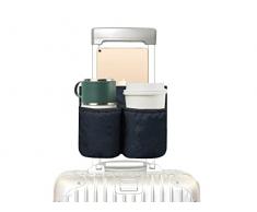 LARGERED Custodia da viaggio Portabicchieri con Tasche per Bottiglia di Tazza di Bevanda Telefono Passaporto,3 in 1 Organizzatore Portabicchieri per qualsiasi dimensione di custodia,Blu marino