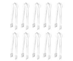 SAVITA 10 Pezzi 14,6 x 1,7 cm Pinza per Servire Buffet, Pinza Ghiaccio, Pinza per Ghiaccio in Plastica Trasparente Pinza da Cucina Piccola per Buffet Barbecue Antipasti e Dessert (Trasparente)